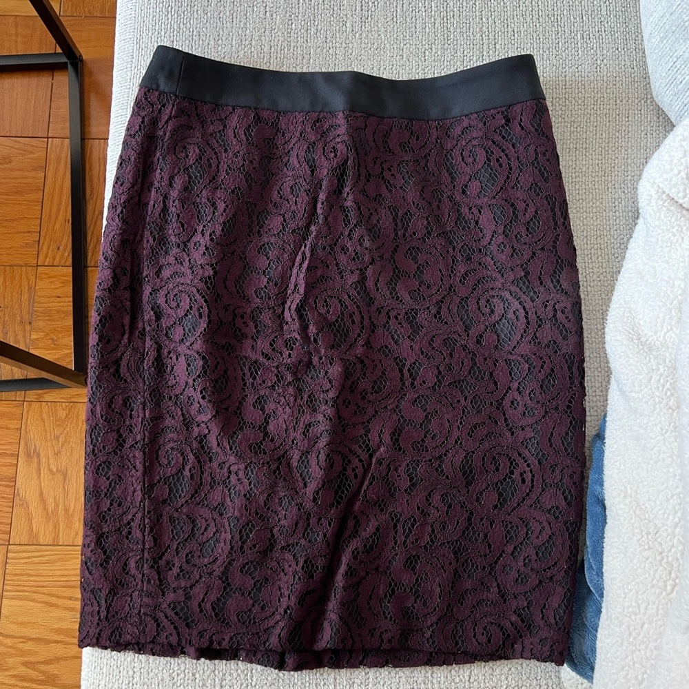 LOFT pencil skirt with crochet overlay